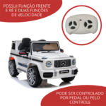 Mini Carro Elétrico 12V Mercedes AMG G63 Licenciado Branco BW124BR foto 6
