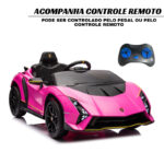Mini Carro Elétrico 12V Lamborghini Autêntica Rosa Importway BW378RS foto 5