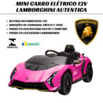 Mini Carro Elétrico 12V Lamborghini Autêntica Rosa Importway BW378RS foto 7